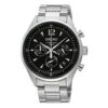 Business-Casual-Sportuhr mit Quarzwerk, schwarzem Zifferblatt und silbernem Armband