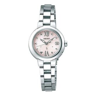 Lukia-Serie Solor Wave Minimalistische kleine Uhr Rosa mit Stahlarmband