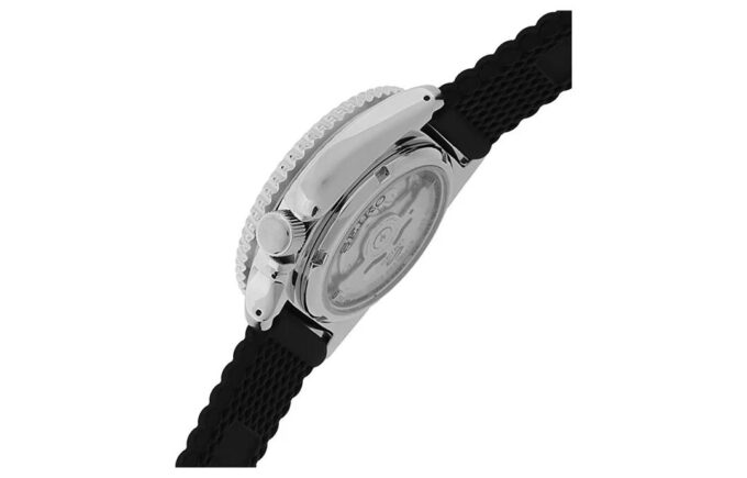 Nr. 5 Serie Sportliche mechanische Uhr mit schwarzem Kautschukarmband SRPD73k2