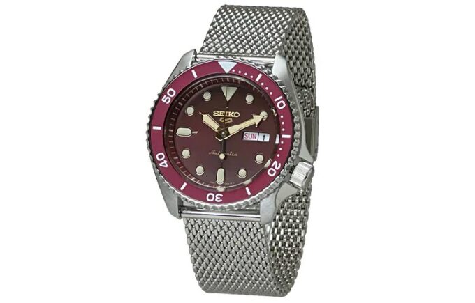 Nr. 5 Sports mechanische Uhr Weinrot