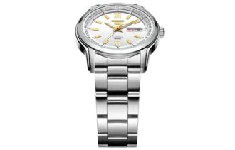 Nr. 5 Sports, wasserdichte Business-Mechanikuhr aus Stahl mit weißem Armband