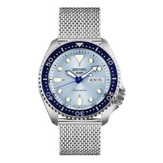 Nr. 5 Wasserdichte Automatikuhr mit Stahlband Blau-Silber