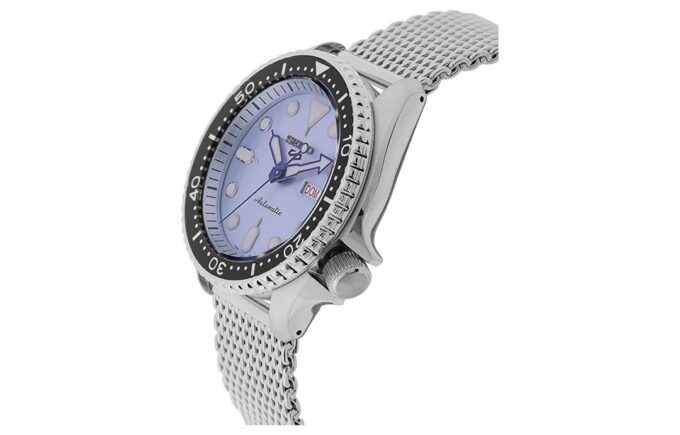 Nr. 5 Wasserdichte Automatikuhr mit Stahlband Blau-Silber