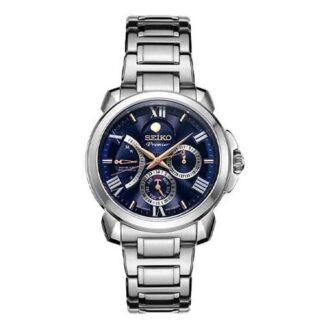 Premier-Serie Uhr mit blauem Zifferblatt, Edelstahlarmband und Saphirglas