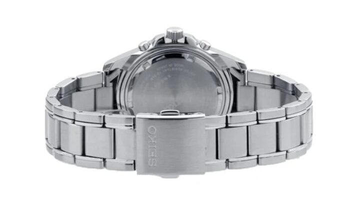 Quarz-Uhr im Business-Casual-Stil, sportlich, schwarzes Zifferblatt, silbernes Armband