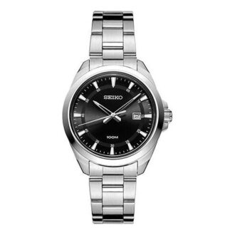 Schwarze Stahlband-Uhr im Business-Casual-Stil, wasserdicht