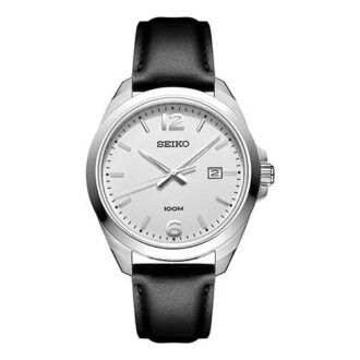 Uhr mit weißem Zifferblatt und Armband für Business-Casual