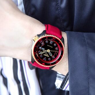 Wasserdichte mechanische Crossover-Uhr in Schwarz und Rot